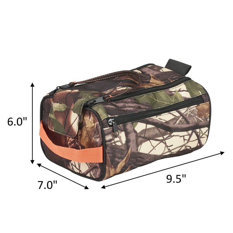 Basics Camouflage Toiletry Bag with Double-Zippered Wide Access