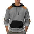 thumbnail image 2 of Momasggi Men's Color Block Plaid Jacquard Hoodies Loose Casual Long Sleeve Drawstring Hooded Sweatshirts Fashion Patchwork Pullover Tops with Pockets Gray 2XL, 2 of 6