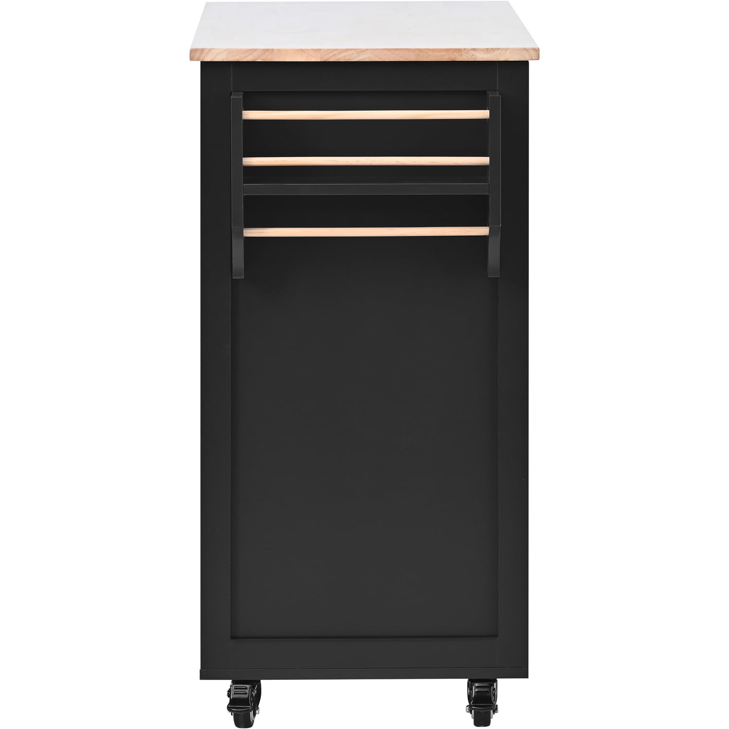 Kepooman 53.15 Inch Width Indoor Modern Rolling Kitchen Cart, Rubber Wood Kitchen Cart on Wheels with Spice Rack, Towel Rack-Black Kepooman 53.15 Inch Width Indoor Modern Rolling Kitchen Cart, Rubber Wood Kitchen Cart on Wheels with Spice Rack, Towel Rack-Black