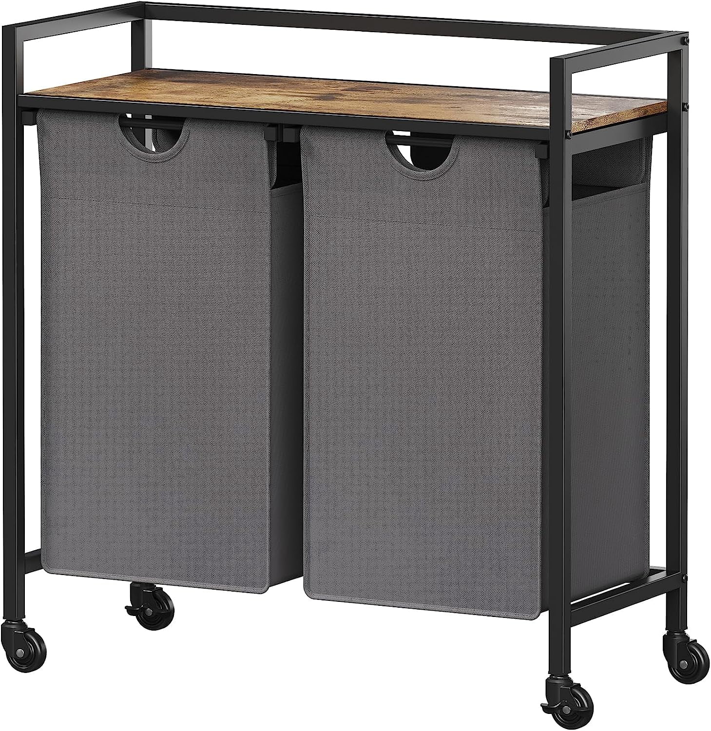 Lifewit Laundry Hamper with Wheels, 95L 2 Section Pull out Clothes