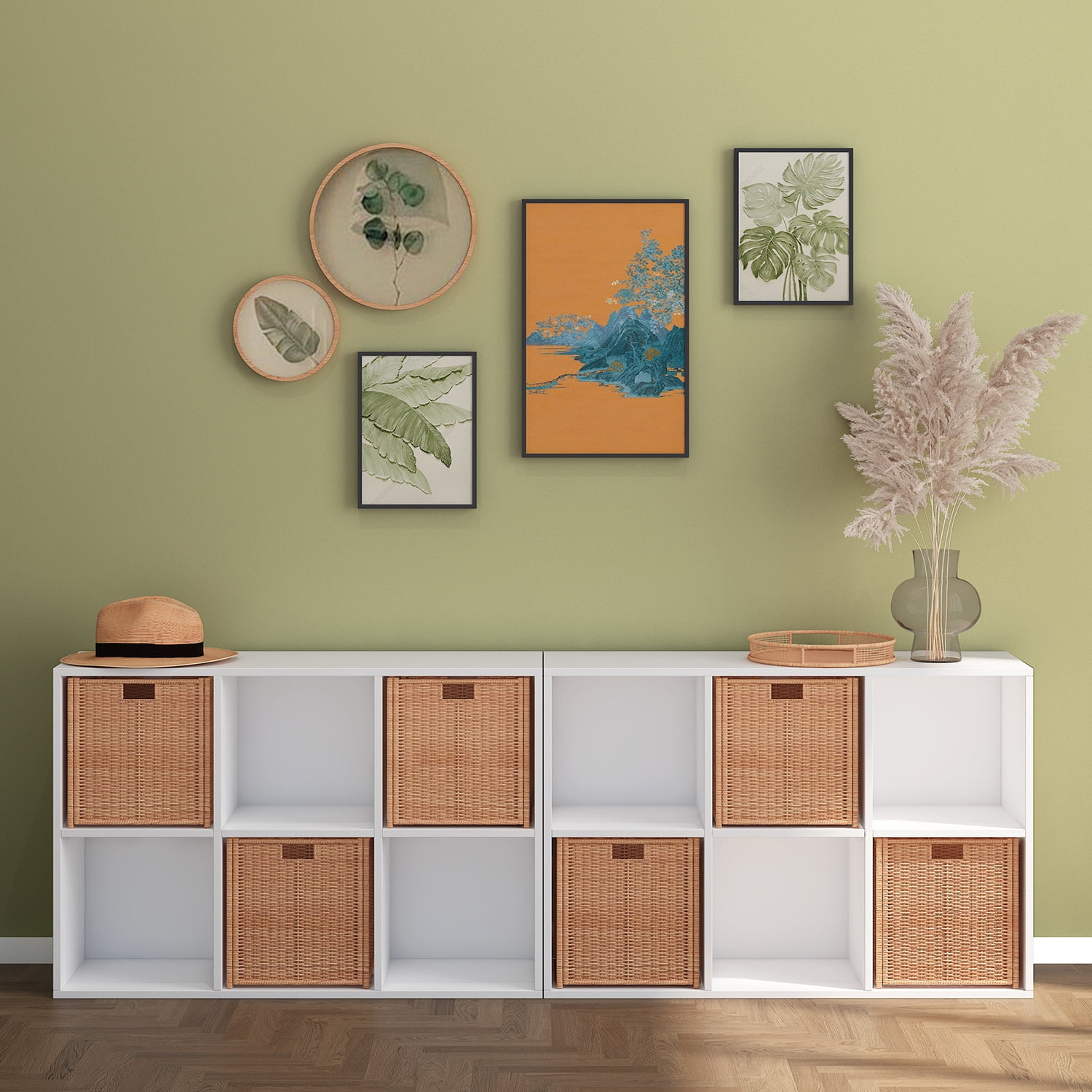 NEWADARA 6 Cube Storage Organizer,White Cube Shelf Wood Cubby Bookcase Cube Organizer Bins Wooden Book Shelves for Bedroom Living Room Nursery Playroom
