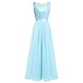 thumbnail image 4 of HULIJA Women Sleeveless Chiffon Bridesmaid Dress Evening Party Maxi Gown Sky Blue 10, 4 of 7