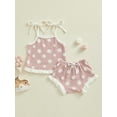 thumbnail image 2 of Suealasg Infant Girl Summer Outfits 2Pcs Baby Girl Beach Clothes Set Sleeveless Flower Print Cami Tops Elastic Waist Shorts Set 0-18 Months, 2 of 9