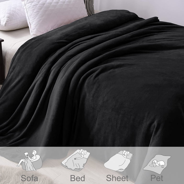 Exclusivo Mezcla King Flannel Fleece Blanket, Black photo 8