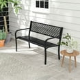 thumbnail image 4 of Costway 50" Outdoor Garden Bench with Geometric Lattice Backrest Armrests and Slatted Seat Black, 4 of 10