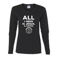 thumbnail image 2 of Wild Bobby All I Need is Jesus & Coffee Inspirational/Christian Women Graphic Long Sleeve Tee, Black, Large, 2 of 6
