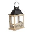 thumbnail image 4 of Farol rectangular de madera y metal marrón con portavelas Cheung, 4 of 7