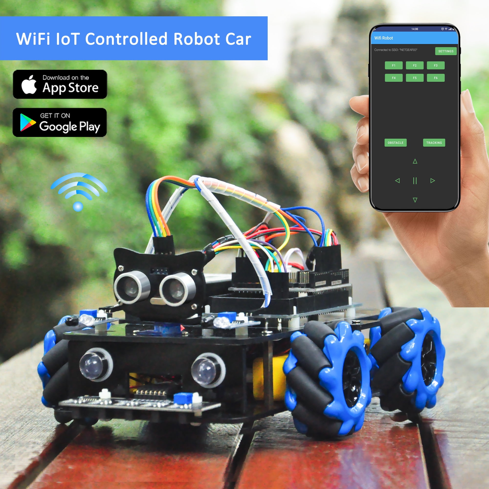 OSOYOO Omni Directional Mecanum Wheels Robot Car Kit for Arduino Mega2560 STEM