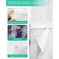 thumbnail image 3 of No Hook Shower Curtains with Snap in Liner, Purple Flowers Waterproof Fabric Shower Curtain, Spring Botanical Floral Wooden Grain Double Layers & See-Through Top Window Bathroom Curtains 72''x84'', 3 of 6