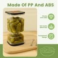 thumbnail image 3 of Fkszll Flip Pickle Jar 33.82 oz Clear Square Pickle Container with 2 Fork and Timer Recorder Olive Container Jar for Gherkins Olives Onions Garlic, 3 of 11
