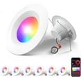thumbnail image 1 of 6 Pack 5/6 Inch Smart WiFi LED Recessed Can Lights, RGBCW Color Changing Retrofit Recessed Lighting, Baffle Trim, APP Control, Dimmer Compatible, 12W=110W 1100LM, IC & ETL, 1 of 6