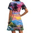thumbnail image 5 of Hawaiian Dresses for Women V-Neck Floral Print Short Sleeve Elegant Flowy Midi Fashion Dress Casual Summer Beach Sundress, 5 of 5