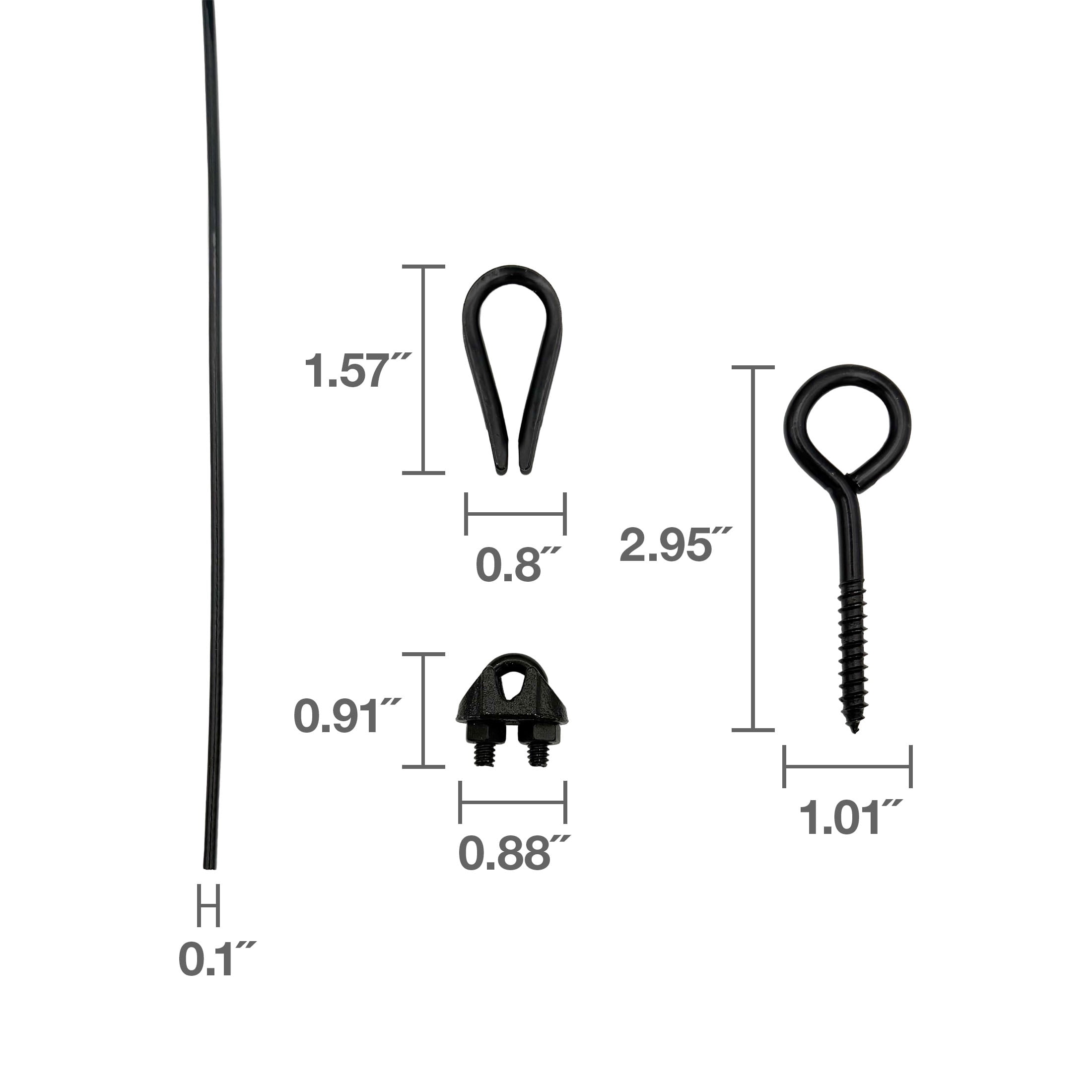 String Light Hanging Kit, 60 ft Black Vinyl-Coated Wire Rope and accessories, String Light Guide/Suspension Kit, Peerless Chain, 4741060K
