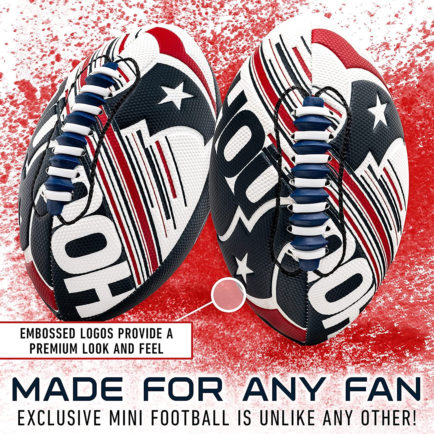 NFL Houston Texans Football - Youth Mini Football - 8.5" Football- SPACELACE Easy Grip Texture- Perfect for Kids !