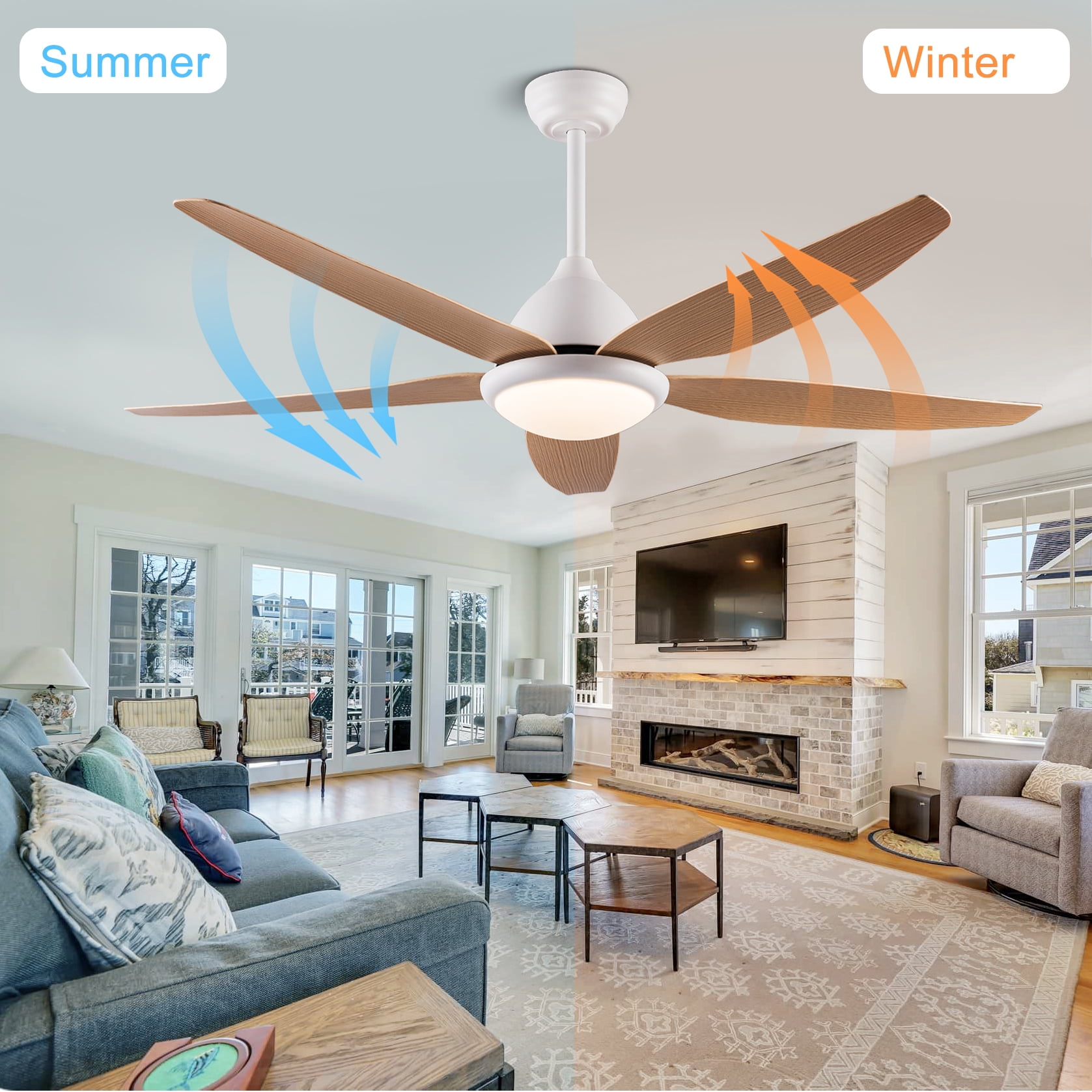 Mintazer 56 in Ceiling Fan with Dimmable LED Light, Modern Ceiling Fan with Remote for Indoor Bedroom Living Room, White