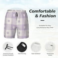 thumbnail image 5 of Balery Floral Purple Buffalo Plaid Mens Swim Trunks Swim Shorts for Men Quick Dry Inseam Beach Shorts with Compression Liner Pocket-Small, 5 of 9