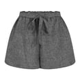 thumbnail image 3 of Uaswgudfs Women's High-Waisted Jean-Inspired Summer Shorts - 4" Inseam Paper Bag Waist with Bow Accent for Casual Style Gray XXL, 3 of 6