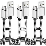 Deegotech 10ft 3Pack Micro USB Cable Nylon Braided Fast Charging Android Cord Compatible for Samsung Galaxy S7 Edge S6 S5,Android Phone,LG