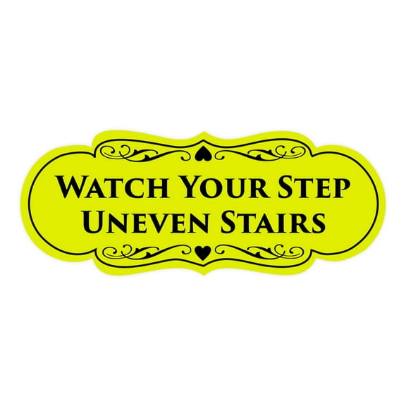 Signs ByLITA Designer Watch Your Step Uneven Stairs (Designer Sign)(Yellow / Black) - Large
