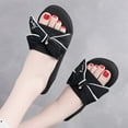 thumbnail image 4 of Babysbule Women's Slippers Clearance, Women Girls Bow Wedge Heel Non-slip Thick Heel Casual Slippers, 4 of 5