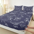 thumbnail image 3 of jejeloiu Safari Dino Dinosaur Twin Sheet Sets,Wild Animal Twin Fitted Sheet,Deepblue White Flat Sheet For Kids,Luxury Bedroom Decor,3pcs, 3 of 7
