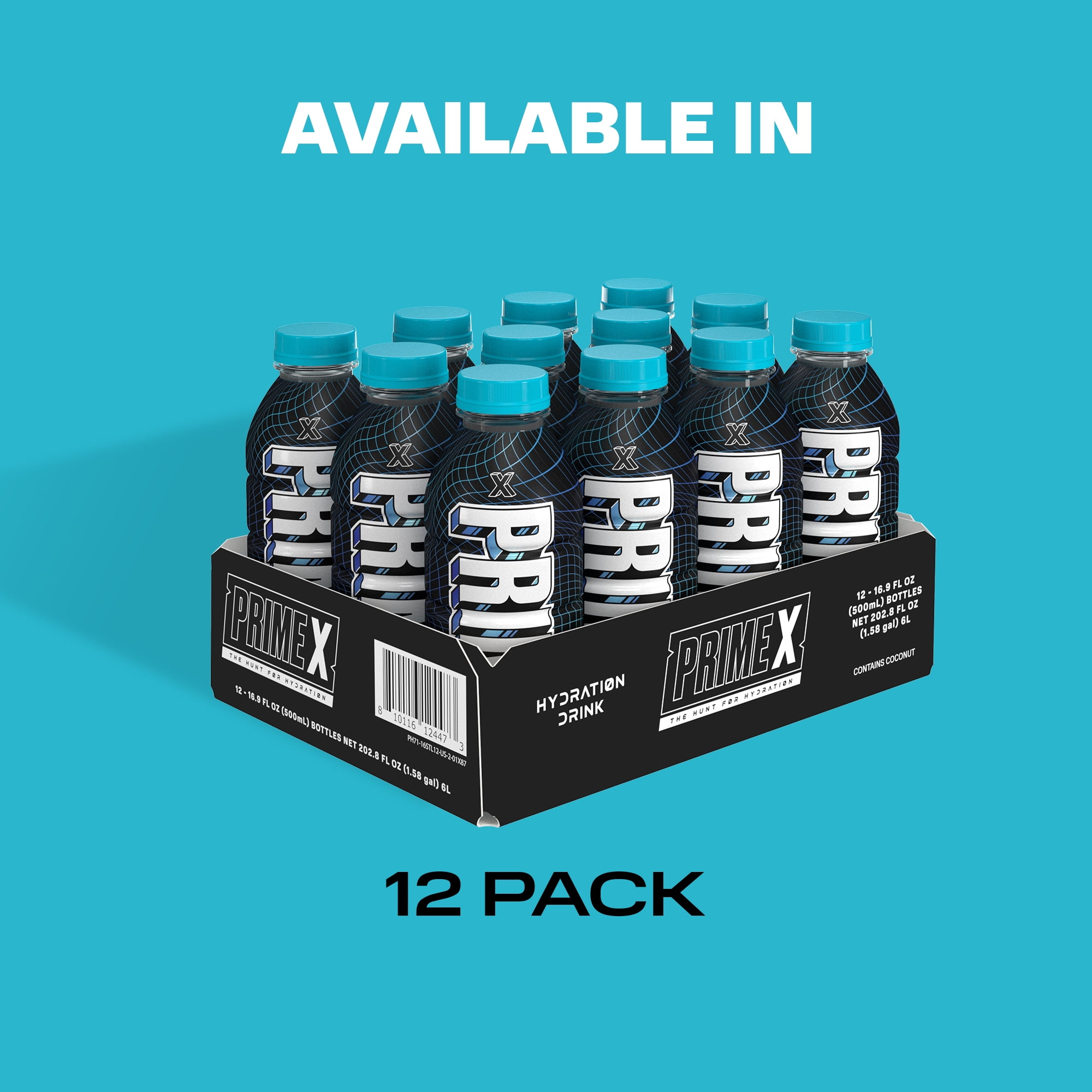 Prime Hydration Sports Drink, Prime X, 16.9 fl oz, 12 Pack, Bottles