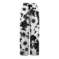 thumbnail image 5 of WTOBBY Women's Floral Print Wide Leg Pants with High Waist Drawstring Loose Casual Design and Side Pockets for Comfortable Summer Wear ,Dark Gray L, 5 of 7