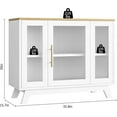 thumbnail image 4 of Multi-functional Sideboard Buffet Cabinet with Fluted Glass Door, 36" Modern Accent Storage Cabinet with 2-Tier Storage, White Coffee Bar Cabinet for Kitchen Dining Living Room, 4 of 7