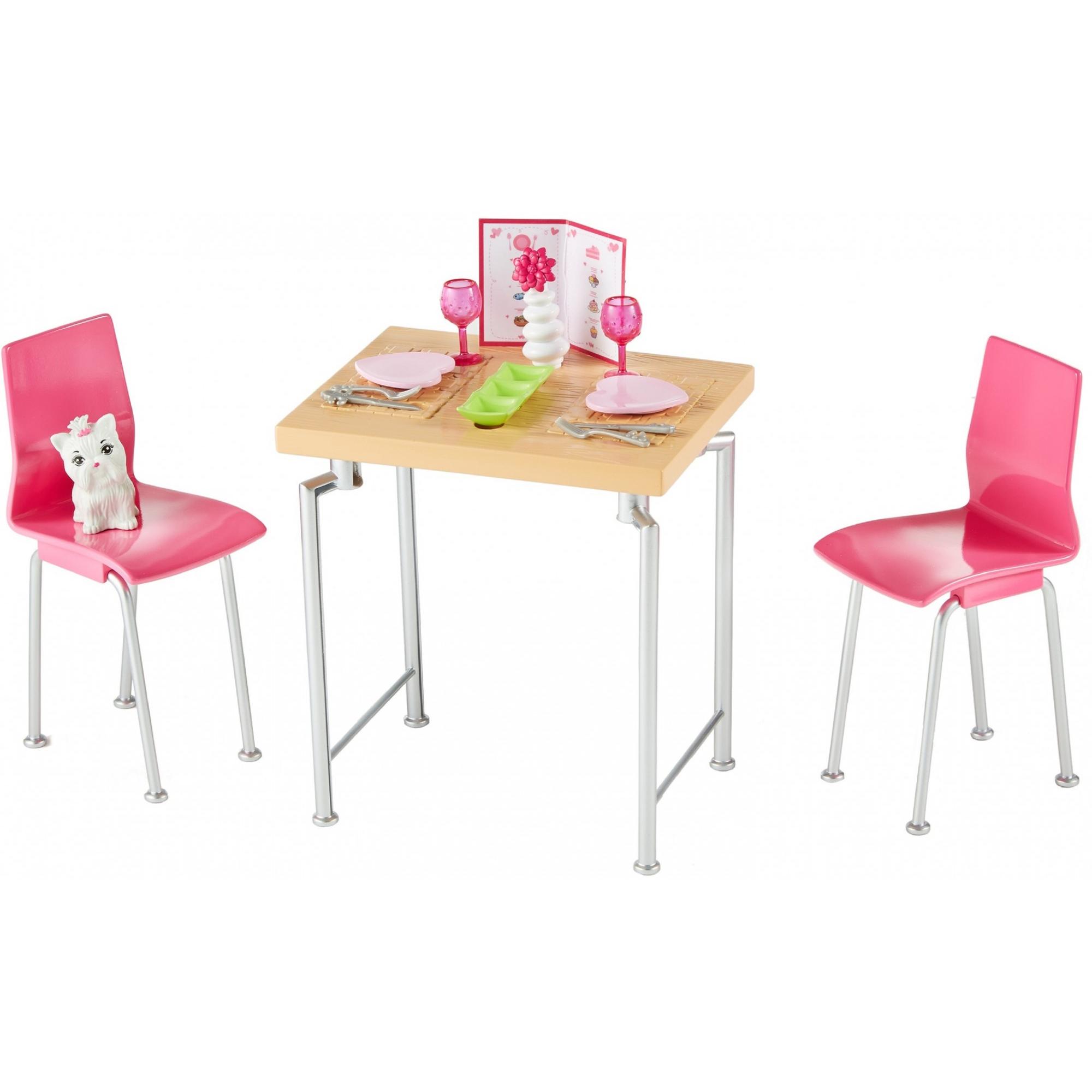 Barbie Furniture And Pet Set W Ith Dining Table And Two Chairs Walmart