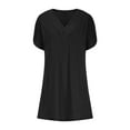 thumbnail image 4 of Timegard Casual Dresses for Women V Neck Short Sleeve Drop Shoulder Comfy Summer T Shirts Dresses, 4 of 6