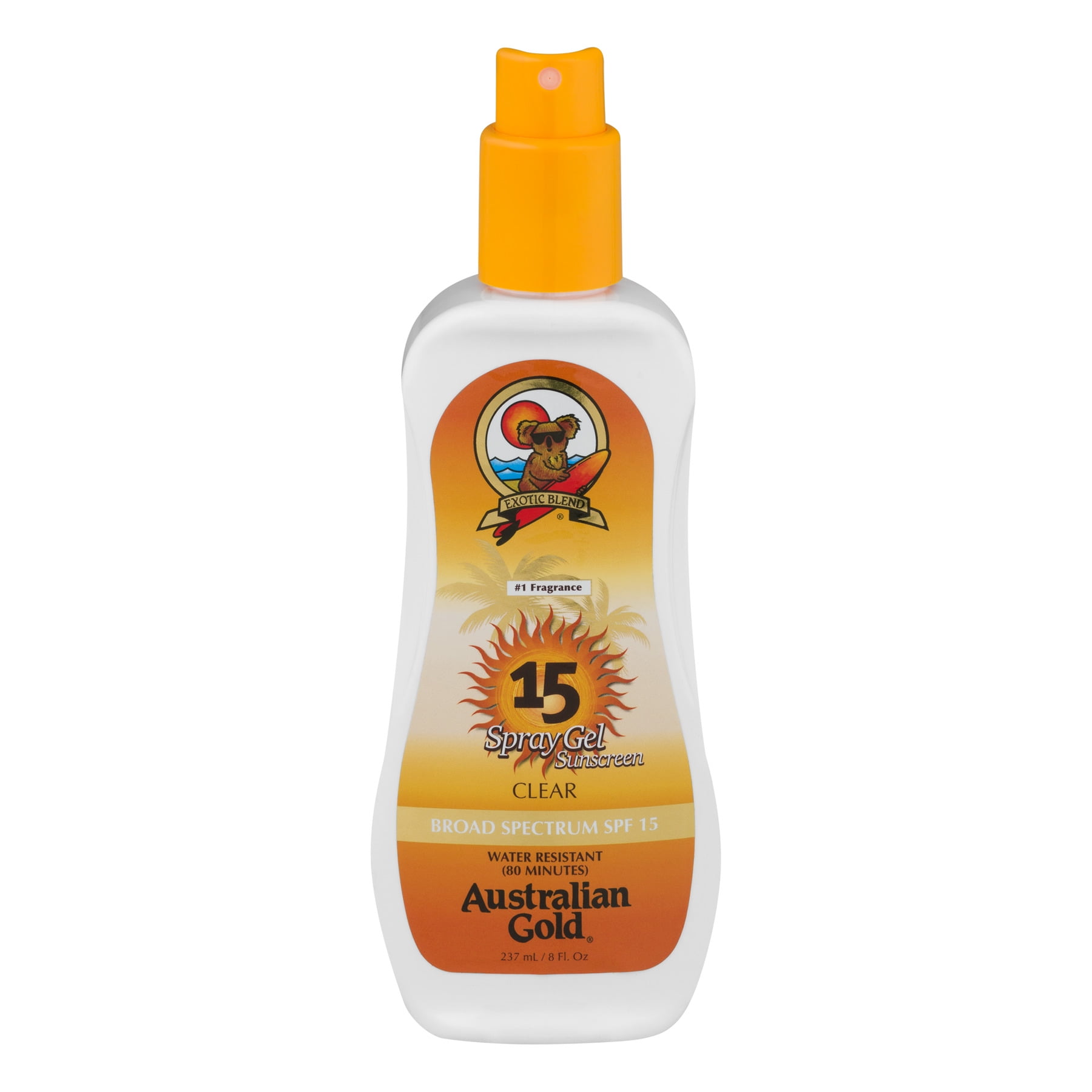 Australian Gold SPF 15 Spray Gel Sunscreen, Clear, 8 Fl Oz ...