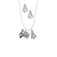 thumbnail image 2 of Delight Jewelry Silvertone Music Sheet with Hearts Silver tone Zig Zag Christmas Tree Charm Necklace and Stud Earrings, 2 of 4