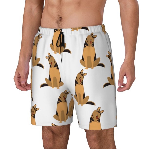 Fotbe German Shepherd Dog Traje de Baño para Hombre – Shorts de Natación de Secado Rápido con Forro y Bolsillos-XX-Large