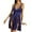 Blue, variant on Women's Open Back Lace Stitching Satin Pajama Set RD2 M