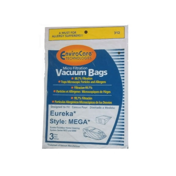 Eureka Style Mega Micro Allergen Vacuum Bags Type Vac 6975, 6990 58624A-12 Type [2 Loose Bags]