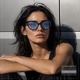 thumbnail image 3 of SA106 Womens Oversized Cat Eye Goth Pop Color Lens Plastic Sunglasses Black Frame - Blue Lens, 3 of 7
