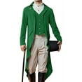 thumbnail image 2 of LANGWYQU Long Sleeved Men V-Neck Solid Vintage Costume Jacket Trench Coat, 2 of 5