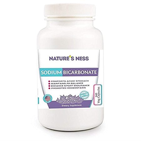 Nature's Ness Natures - Sodium Bicarbonate Antacid, 240 Veg Capsules Relief for Acid Indigestion, Heartburn, Sour Stomach & Upset (Best Cure For Sour Stomach)