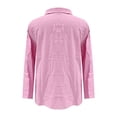 thumbnail image 5 of CIENVNSTG Cotton Linen Button Down Shirt for Women Henley Long Sleeve Blouses Lightweight Spring Summer Loose Solid Casual Work Tops Pink 2XL, 5 of 5