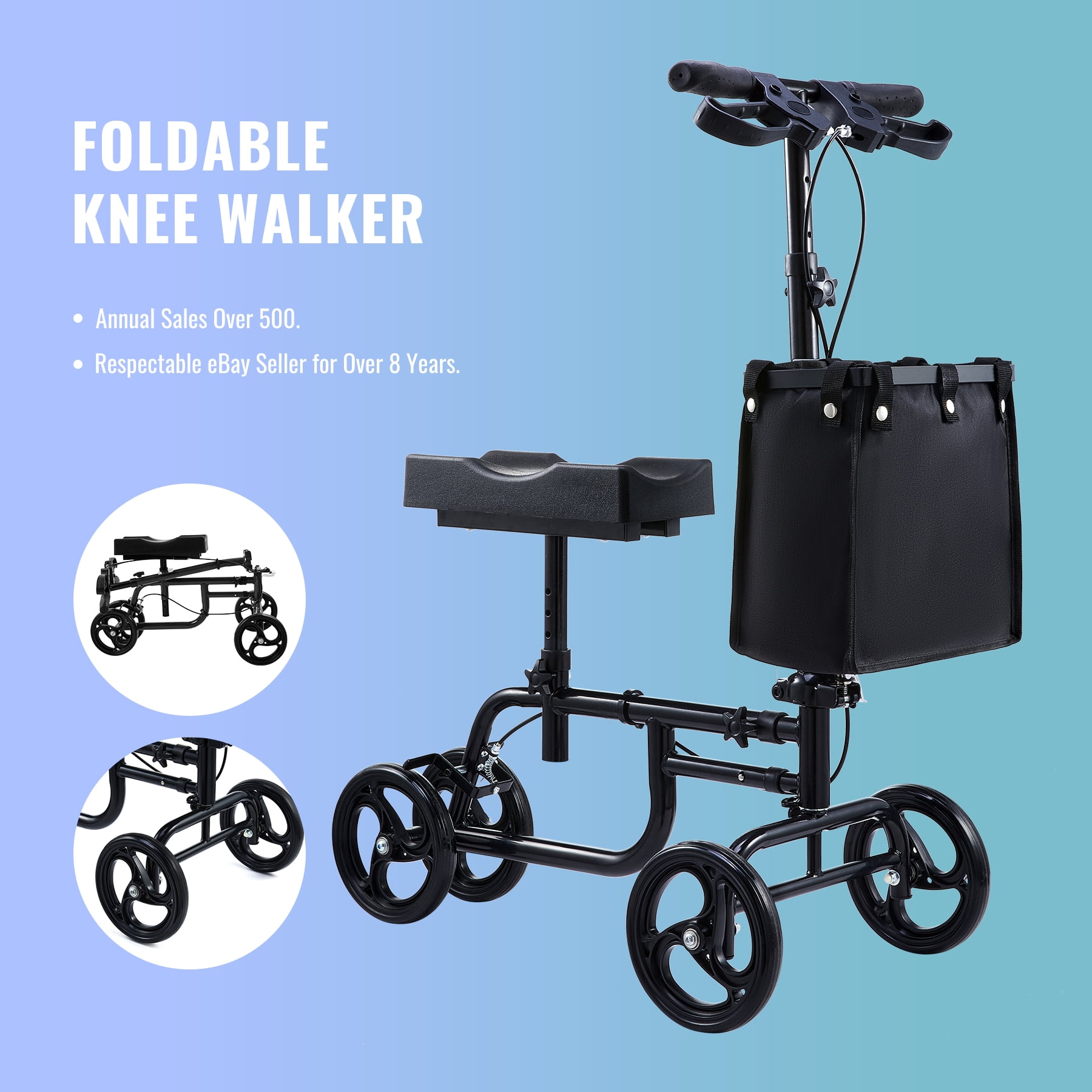 Steerable Knee Walker Crutch Leg Scooter Broken Foot Cart w/Storage