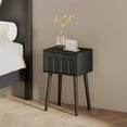 thumbnail image 3 of Nightstand Set of 2, Small Bed Side Table with Arch Door, Mid- End Table for Bedroom, Black, 3 of 6