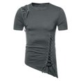 thumbnail image 2 of pstuiky camisetas de hombre, Blusa informal de manga corta con cuello vuelto y botones de color liso para hombre camisas casuales para hombre s, 2 of 8