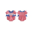 thumbnail image 2 of BemeyourBBs Newborn Baby Girl 4th of July Outfit Patriot Independence Day Clothes Summer Gingham Bubble Romper Flag Firework Embroidery Short Sleeve Plaid Bodysuit Playsuit Baby Fourth of July Outfit, 2 of 9