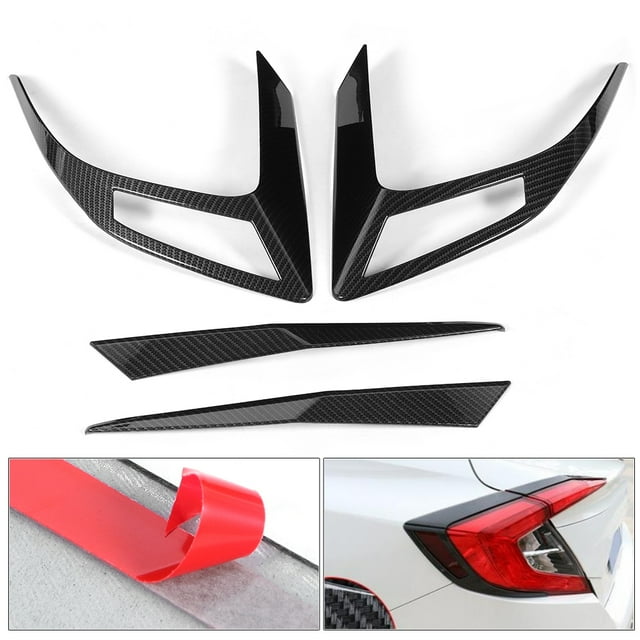 Tail 4pcs Carbon Fiber Style Rear Tail Light Trim Cover Fit for 10th 2016-2019