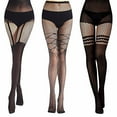 thumbnail image 4 of Becaristey 3 Pcs Bas Résille Creux Collants Résistants à l'Usure Collants Brillants Forme Danse Romantique Fins Serrés Femmes 1ensemble, 4 of 6