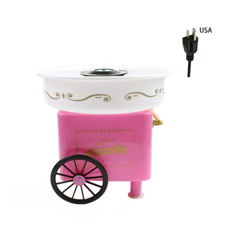

TureClos Household Vintage Cartoon Countertop Cotton Candy Maker 110V Mini Trolley Electric Candy Machine US Plug