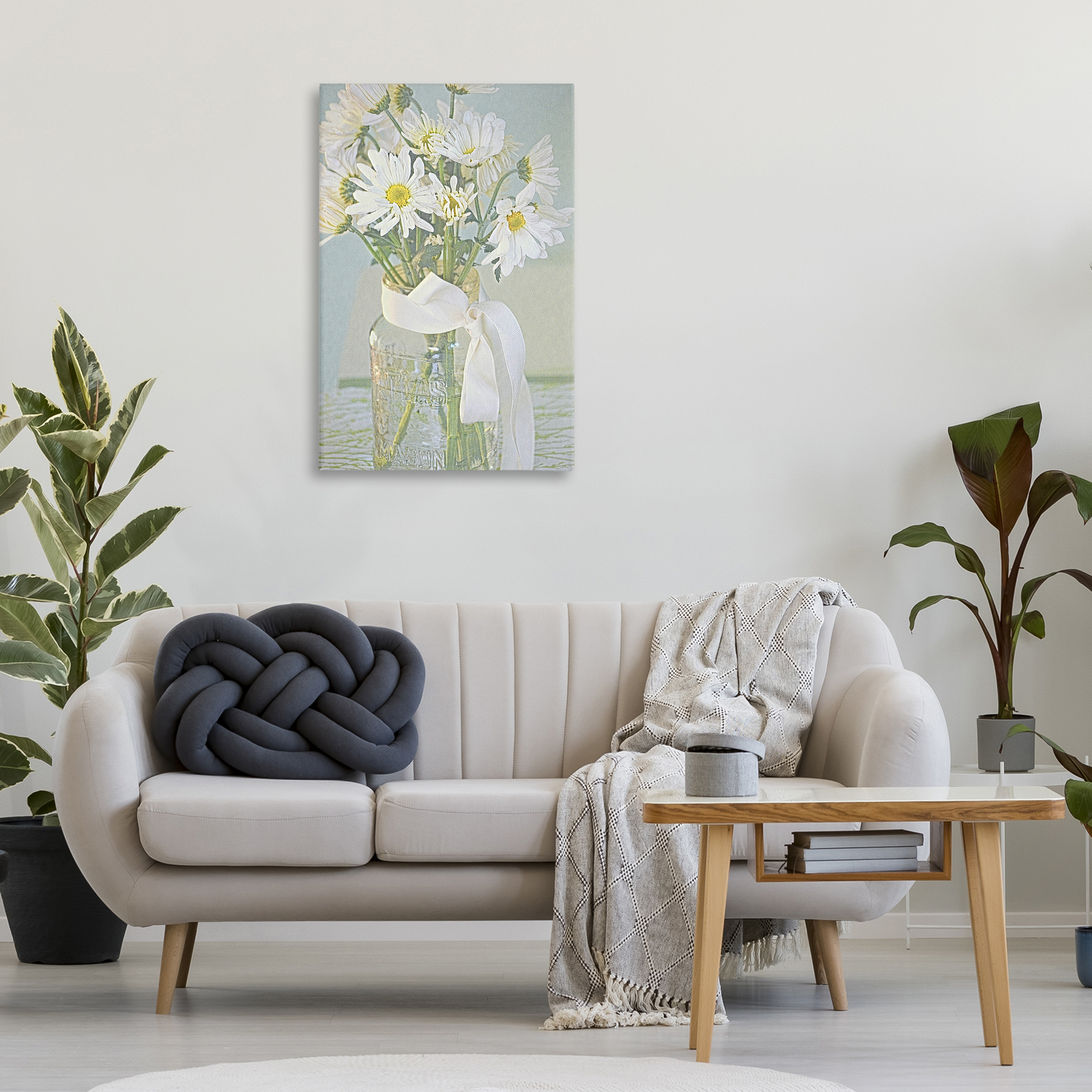 Stupell Industries Faded Daisies Jar Botanical & Floral Painting Gallery Wrapped Canvas Art Print Wall Art, 24 x 36