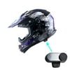 1Storm Adult Motocross Helmet Off Road MX BMX ATV Dirt Bike Mechanic HGXP14B + Motorcycle Bluetooth Headset: Skull Blue