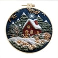 thumbnail image 1 of RKSTN Embroidery Material Packages Christmas Embroidery Kit With Embroidery Hoop 2025 Easy Embroidery Kit For Beginners And Adults Winter Snowy Village Full Embroidery Hoop Kit With Needles, 1 of 1