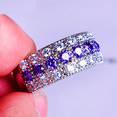 thumbnail image 2 of HeartsAndYou 4ct Natural Amethyst Wedding Band Ring 100% 14k SOLID White Gold Half Eternity, 2 of 9